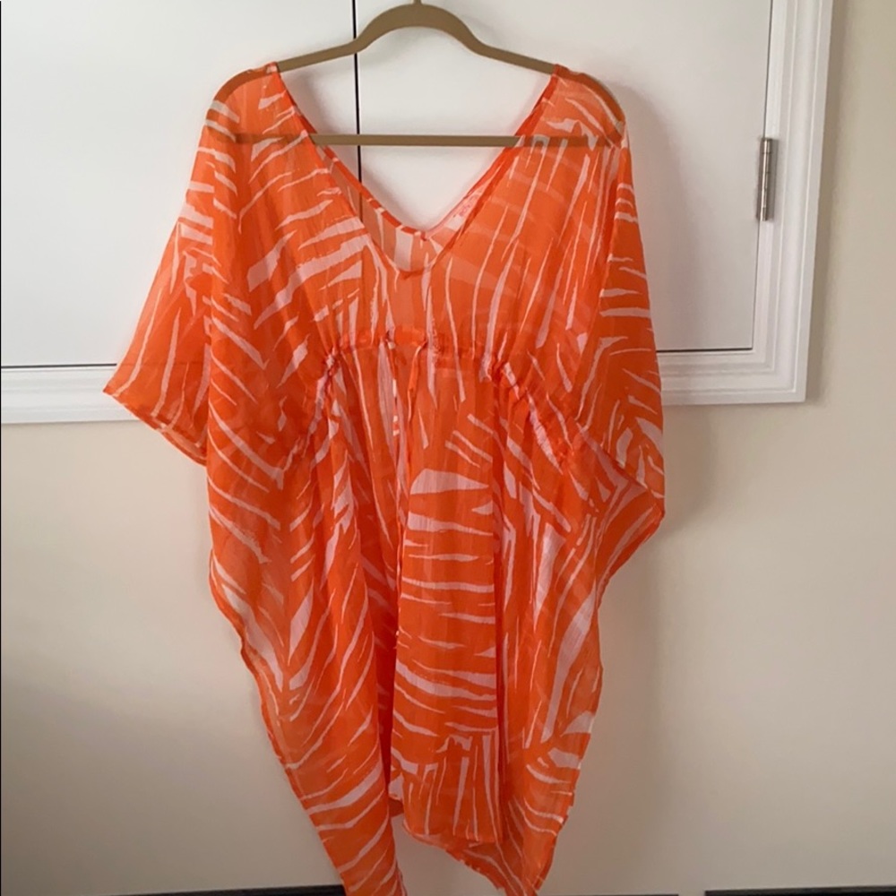 echo Orange & White Beach Coverup
